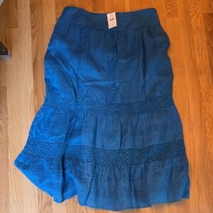J. Jill Blue Tiered Maxi Skirt for Casual Resort Wear